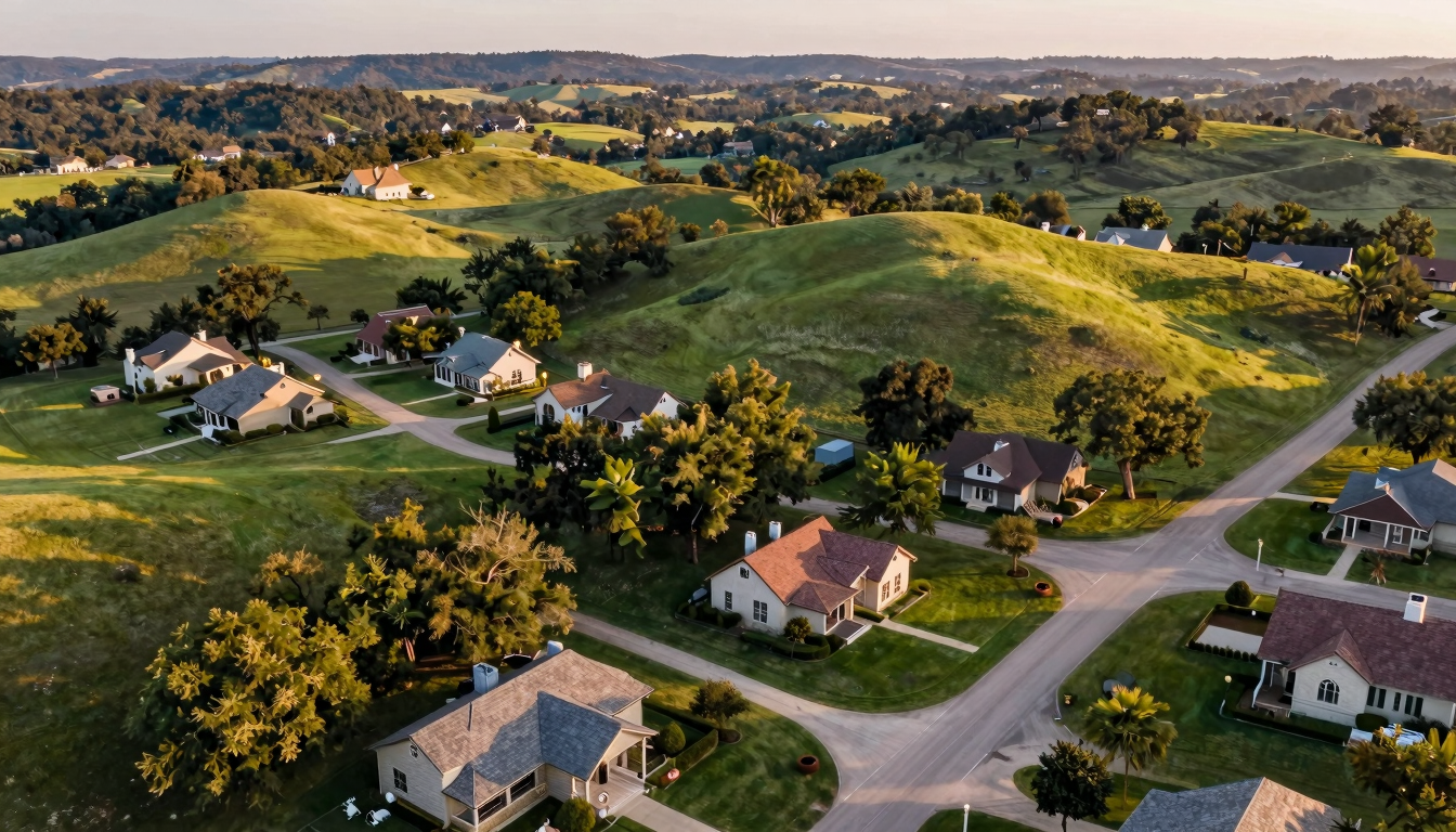 Texas luxury neighborhood aerial view